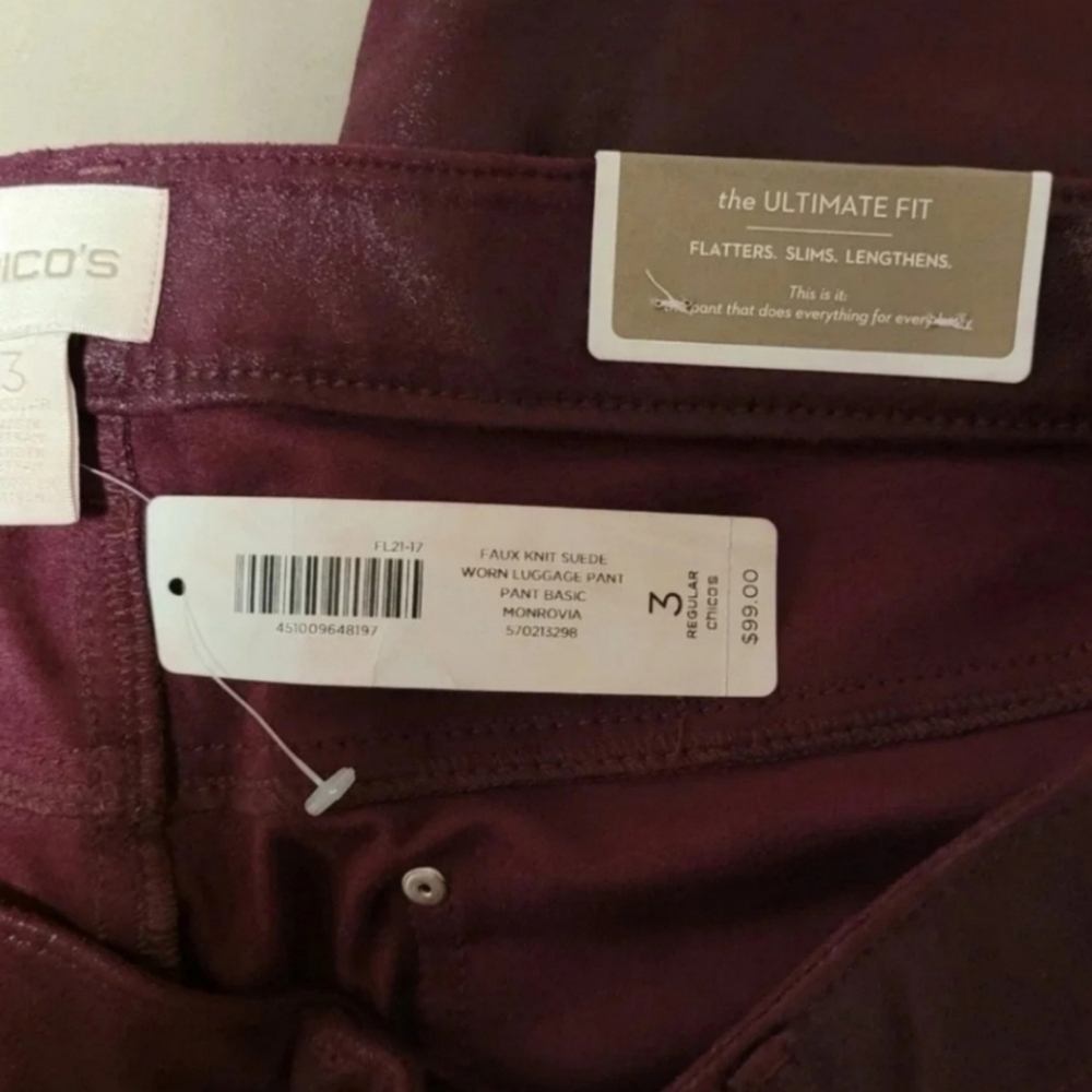 NWT Chico’s Faux Suede Knit Pull On Pants Monrovia Size 3 (16 - Picture 8 of 8